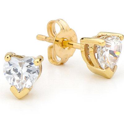 Heart Cut Cubic Zirconia Stud Earrings