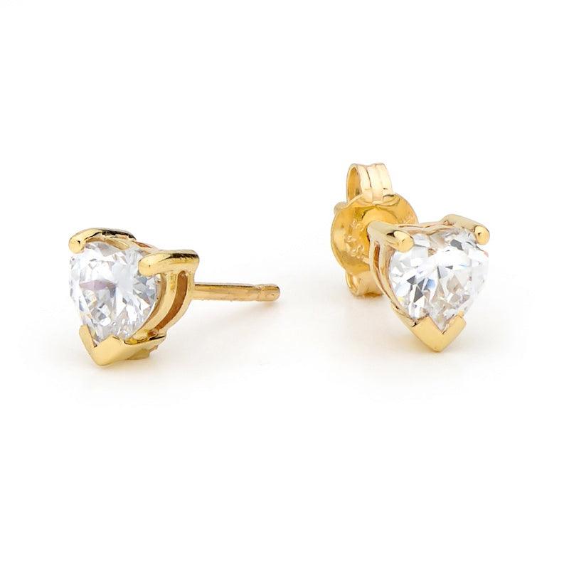 Heart Cut Cubic Zirconia Stud Earrings