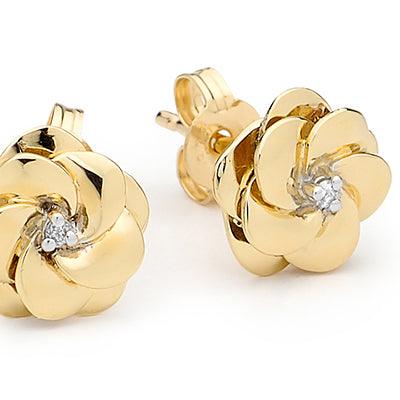 Diamond Set Camelia Earrings