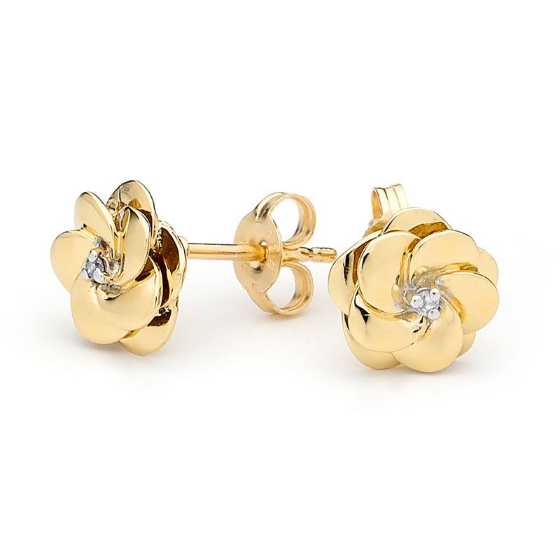 Diamond Set Camelia Earrings