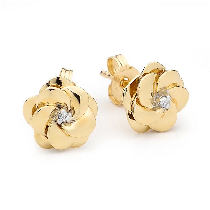 Diamond Set Camelia Earrings