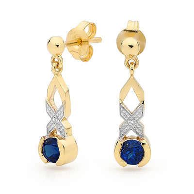 Kiss Hug Earrings with Sapphire and Diamond