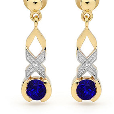 Kiss Hug Earrings with Sapphire and Diamond