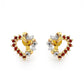 Garnet and Diamond Heart Stud Earrings