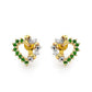 Emerald and Diamond Heart Ear Studs