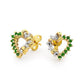 Emerald and Diamond Heart Ear Studs