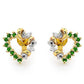 Emerald and Diamond Heart Ear Studs