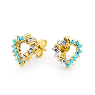 Spinel and Diamond Heart Ear Studs