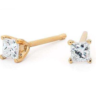 Princess Cut Diamond Studs TDW = 0.30 Carat