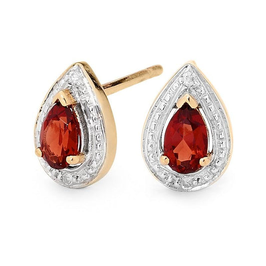 Teardrop garnet and Diamond Earrings