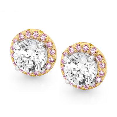 Pink and White Zirconia Earrings