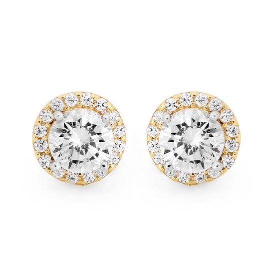 Cubic Zirconia Halo Earrings