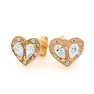 Cute Heart Earring Studs With Zirconia