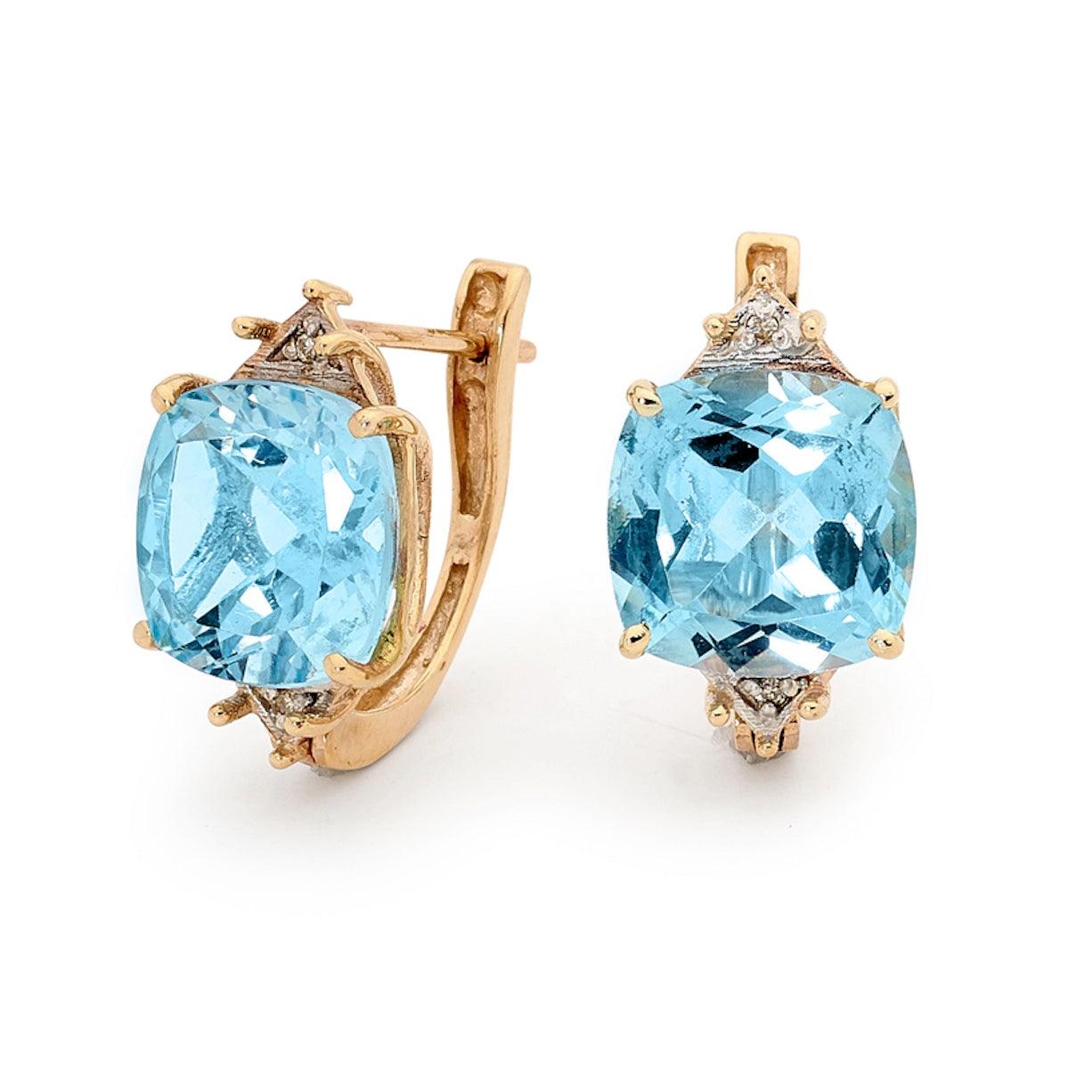 Blue Topaz and Diamond Earstuds with Clip