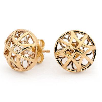 Gold Basket Weave Ear Studs