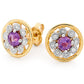 Amethyst Earrings with Diamond Halo