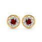 Garnet Earrings with Diamond Halo