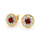 Garnet Earrings with Diamond Halo