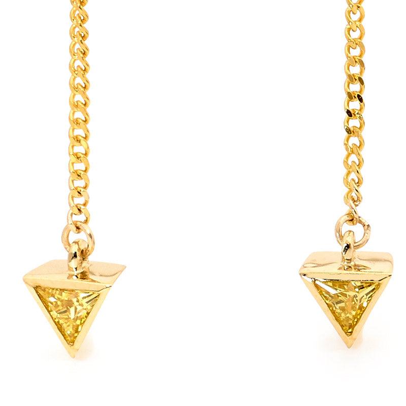 Sexy Drop Earrings with Yellow CZ - Micro Gems