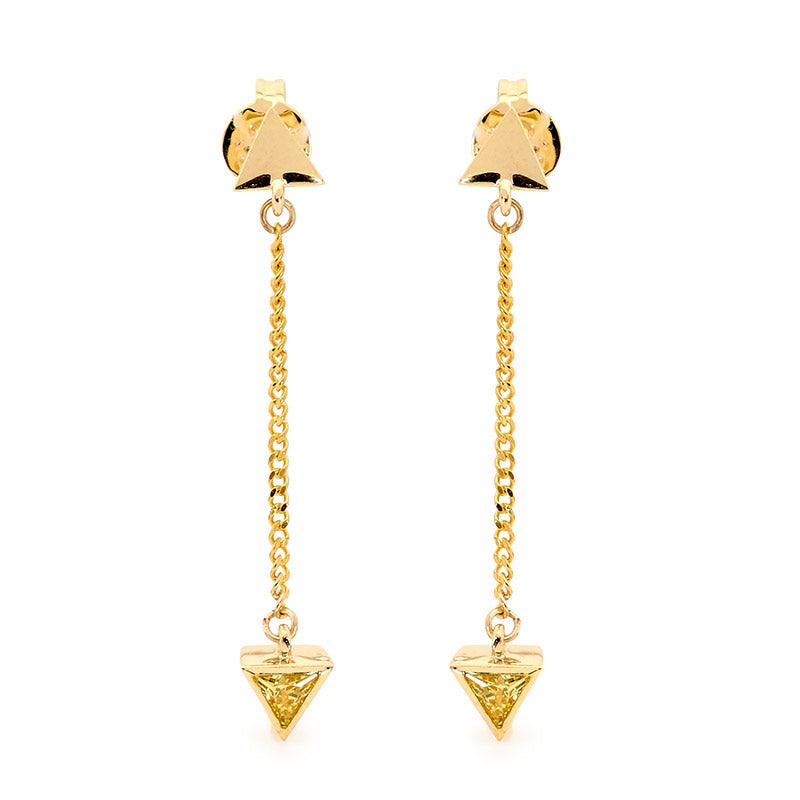 Sexy Drop Earrings with Yellow CZ - Micro Gems