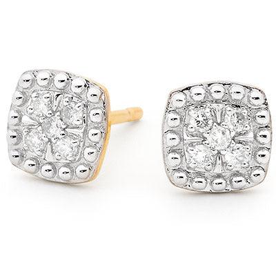 Cushion Shape Diamond Ear Studs