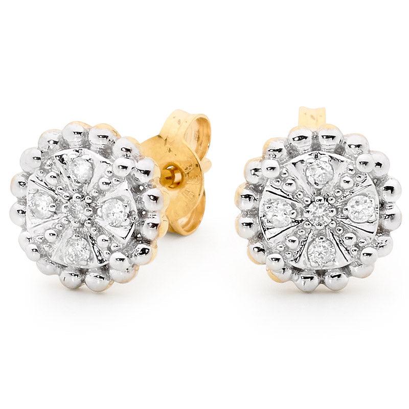 Diamond Encrusted Flower Earrings