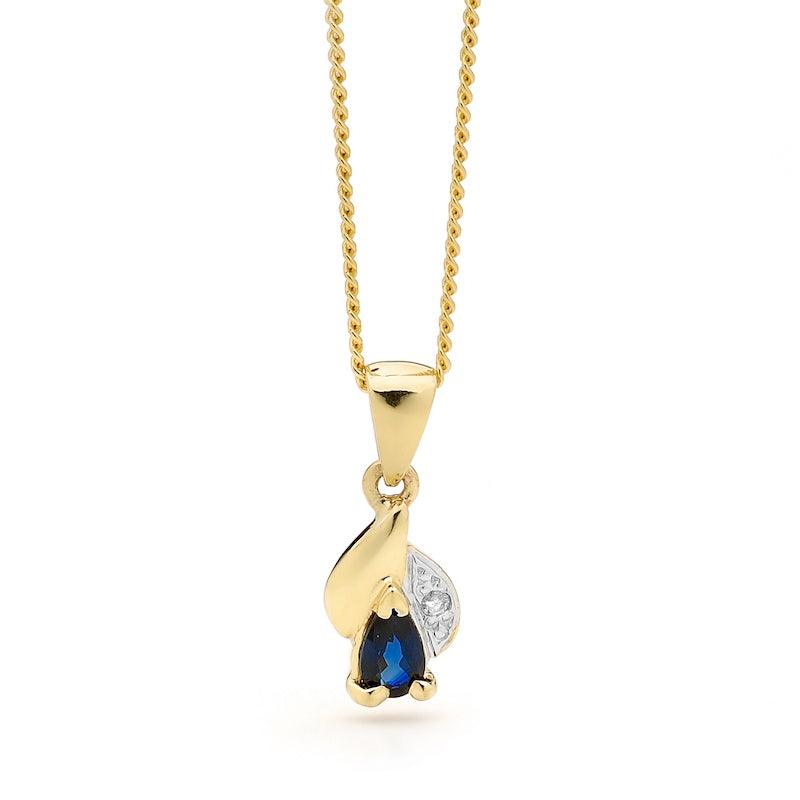 Sapphire and Diamond Petal Pendant