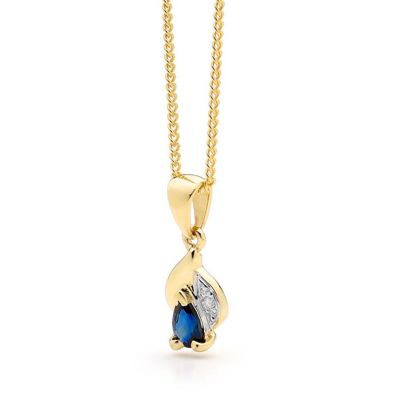 Sapphire and Diamond Petal Pendant