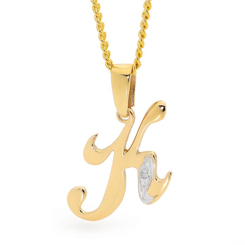 Diamond Initial Pendant K