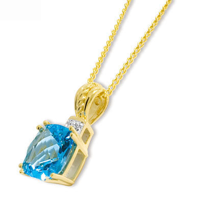 Stunning Blue Topaz and Diamond Pendant