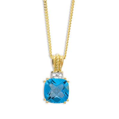 Stunning Blue Topaz and Diamond Pendant