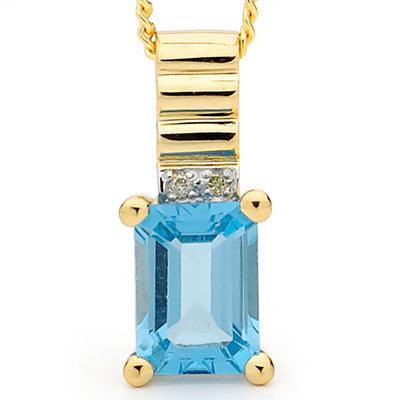 Blue Topaz and Diamond Pendant