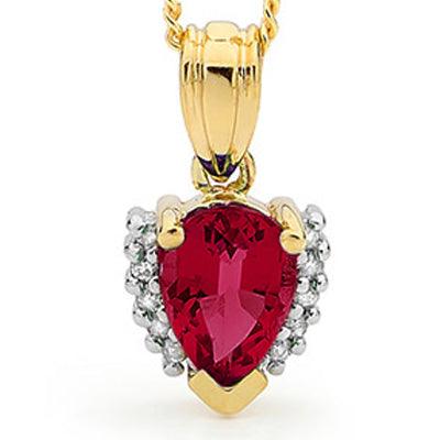 Ruby and Diamond Teardrop Pendant