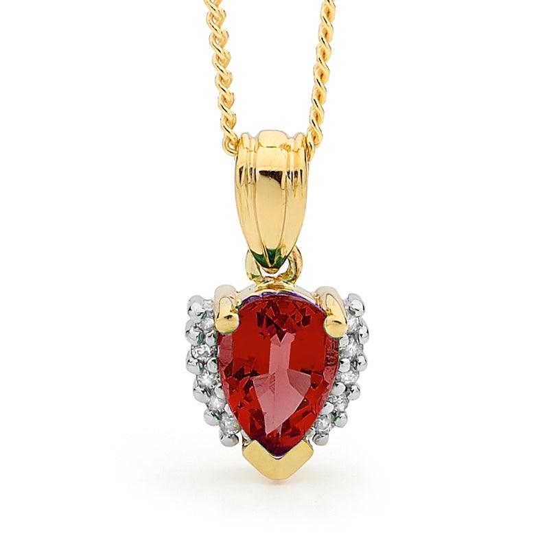 Ruby and Diamond Teardrop Pendant