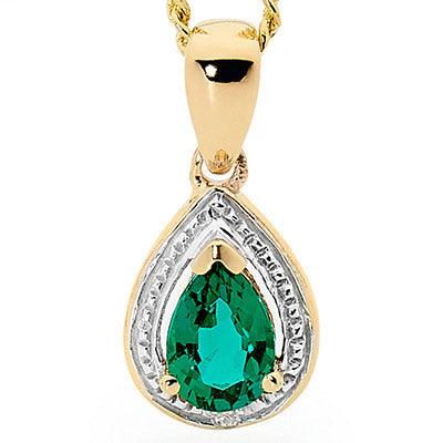 Teardrop Emerald and Diamond Pendant