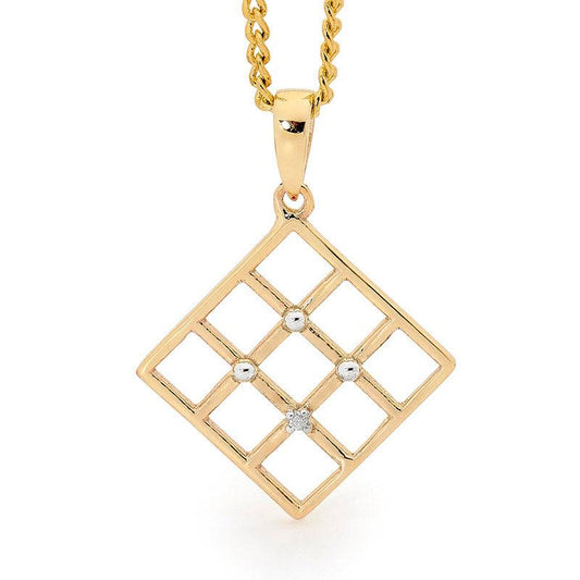 Square Basket Weave Pendant with Diamond