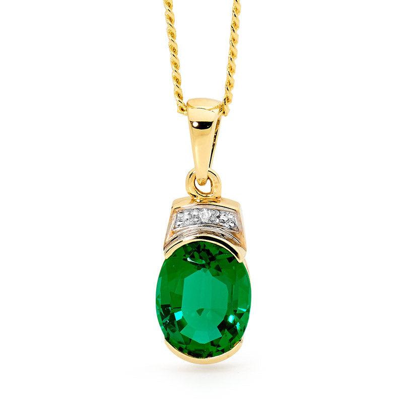 Classic Created Emerald Pendant