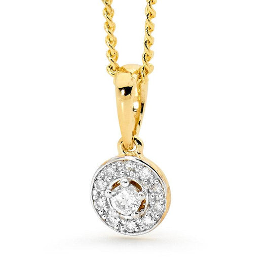 Diamond Halo Pendant - TDW 0.10 Carat