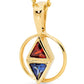 Triangle Red and Blue CZ Pendant- Micro Gems