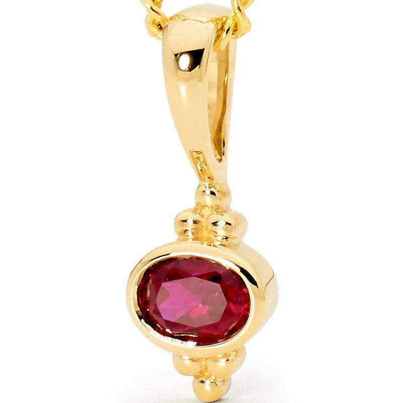 Gold pendant with Bright red CZ - Micro Gems