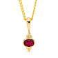 Gold pendant with Bright red CZ - Micro Gems