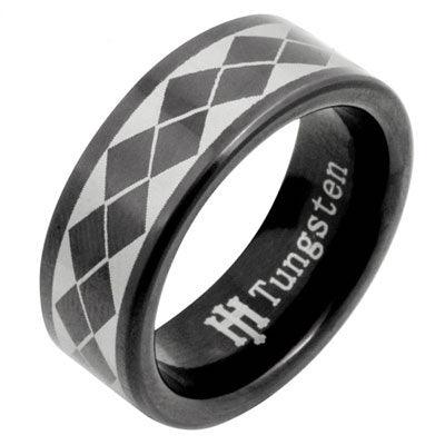 Mens Black Tungsten Ring - US Size 8