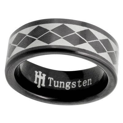 Mens Black Tungsten Ring - US Size 8