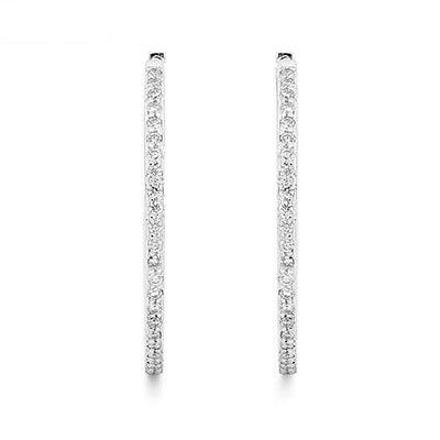 Platinum and Diamond Hoop Earrings