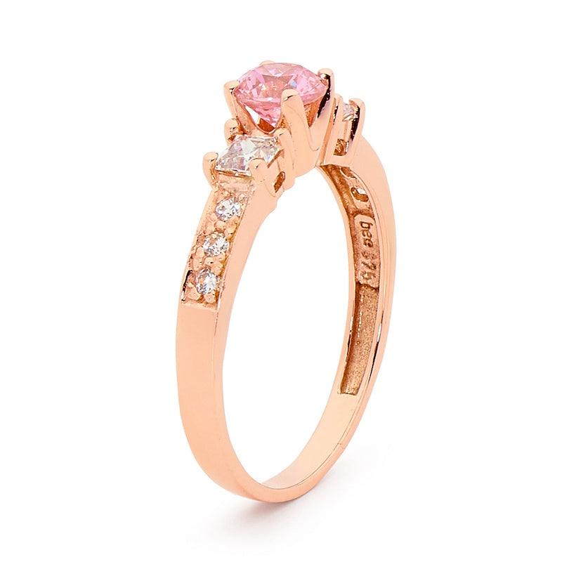 Pink Gold Engagement ring with Cubic Zirconia