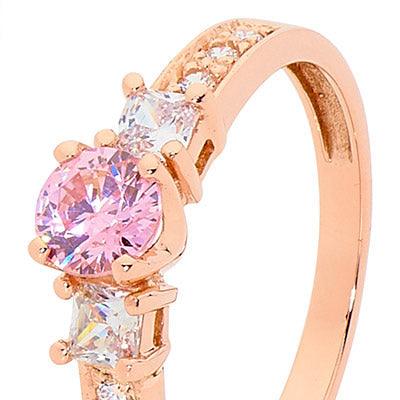 Pink Gold Engagement ring with Cubic Zirconia