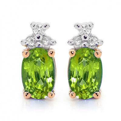 Peridot and Diamond Earrings in Rose Gold