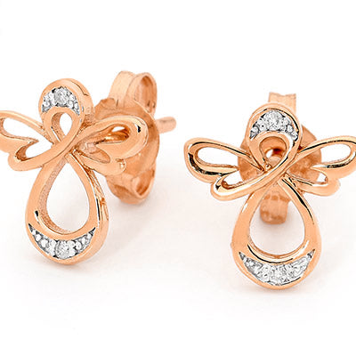 Rose Gold Angel Earrings with Diamond