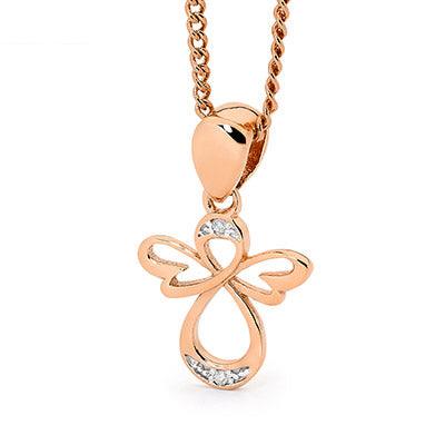 Rose Gold Angel Pendant with Diamond