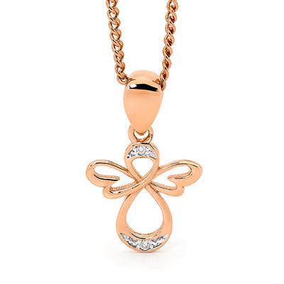 Rose Gold Angel Pendant with Diamond